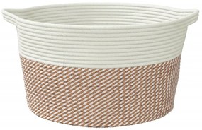 Cesto de arrumação Ø40x25 cm algodão castanho e branco