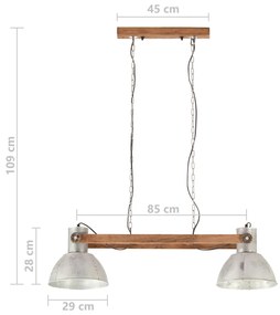 Candeeiro suspenso industrial 25 W 109 cm E27 prateado