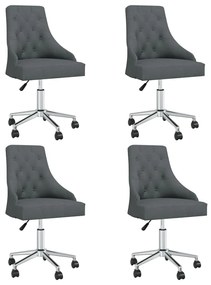 vidaXL Cadeiras de jantar giratórias 4 pcs tecido cinzento-escuro