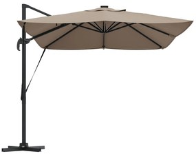 Parasol Roma de braço articulado com LEDs Taupe 352x251x265 cm Alumíni