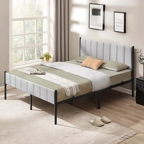Estrutura de cama de casal 207 x 161,5 x 104 cm (COLHÃO NÃO INCLUIDO) com base em aço cinzento