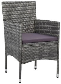 5 pcs conjunto de jantar p/ jardim vime PE e acácia cinzento