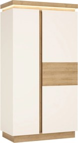 Roupeiro Feldeli 106, Riviera carvalho, Branco brilhante, 199x103x56cm, 115 kg, Portas para roupeiro: Com dobradiças