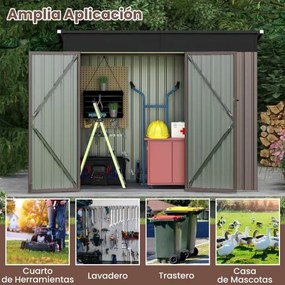 Abrigo exterior, de ferramentas com 2 portas e telhado para jardim, pátio 235 x 117 x 185 cm cinza claro