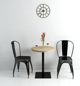 Mesa bistrô MDF e aço redonda 60x75 cm cor de carvalho