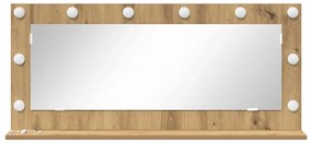 Espelho de Vaidade com Luzes LED Carvalho Artesanal 100x45x18 cm