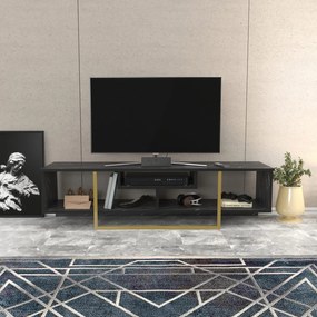 Móvel TV Asal – Preto e Dourado – 150x35,2x40 cm