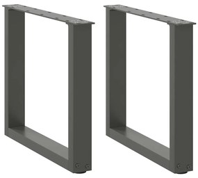 vidaXL Pés para mesa de centro em forma de U, 2 peças, antracite, 50x (42-43) cm, aço