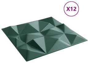 Painéis de parede 12 pcs 50x50 cm 3 m² XPS diamante verde