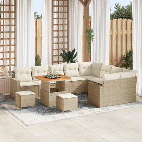 Conjunto de Sofá de Jardim vidaXL de 12 Peças com Almofadas Bege de Ra