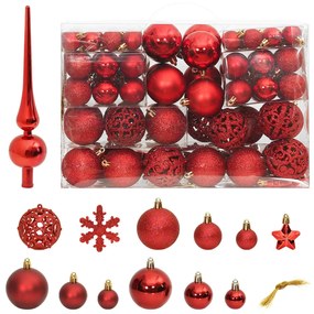 vidaXL 111 pcs conjunto de enfeites de Natal poliestireno vermelho