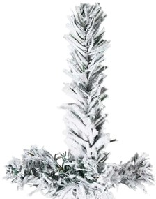 Meia árvore de Natal fina com flocos de neve 180 cm