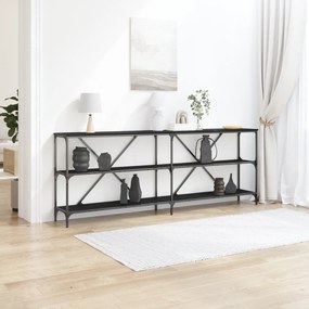 Mesa de Consola vidaXL Preto Carvalho 200x30x75 cm Madeira Revestida e Aço