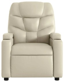Poltrona de massagens reclinável couro artificial cor creme