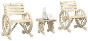 3 pcs conjunto lounge de jardim madeira de abeto maciça