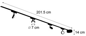 LED Sistema de iluminação de trilho moderno com 4 focos pretos monofásicos - Magnetic Lance Moderno