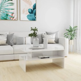 vidaXL Mesa de centro 90x60x42,5 cm contraplacado branco brilhante
