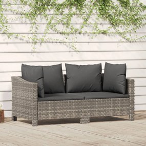 2 pcs conjunto lounge de jardim c/ almofadões vime PE cinzento