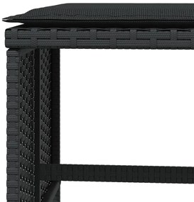 Bancos de jardim com almofadões 4 pcs 40x40x35 cm vime PE preto