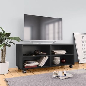 Móvel de TV com rodas 90x35x35 cm contraplacado preto