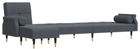 Sofá-cama em forma de L 271x140x70 cm veludo cinzento-escuro