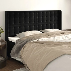 Cabeceira de cama c/ abas veludo 183x16x118/128 cm preto