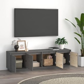 Móvel de TV 156x37x45 cm madeira de pinho maciça cinzento