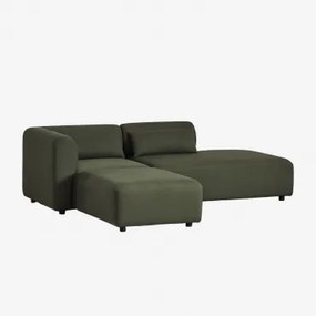 Sofá Modular De Canto De 2 Peças Com Chaise Direita E Pufe Fogler Chenille Verde Sálvia - Sklum