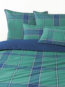 Capa de edredão em percal de algodão xadrez com rebordo Scarlet