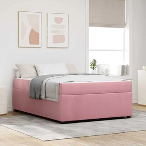 vidaXL Estrutura de cama com colchão Outros Rosa 140 x 200 cm Veludo