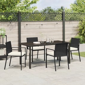 Conjunto de Jantar para Jardim 5 Peças Preto Rattan PE