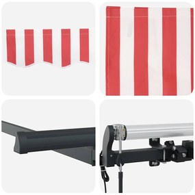 Toldo Retrátil Manual Vermelho e Branco e Antracite