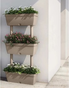 vidaXL Floreira de jardim 3 pcs 100 cm cinzento-acastanhado