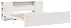Cama com estante sem colchão 180x200 cm pinho maciço branco