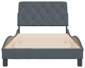 Estrutura de cama sem colchão 100x200 cm veludo cinzento-escuro