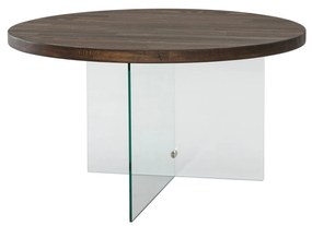 Mesa de Centro Serenity – Transparente / Nogueira – 70 cm x 40 cm