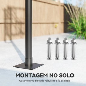 Cesto de Basquetebol para Exterior Altura Ajustável 230-305 cm Aro Ø48 cm e  Preto