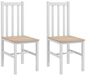 HOMCOM Conjunto de 2 Cadeiras para Sala de Jantar Cadeiras de Jantar com Encosto de Ripas Estrutura de Madeira 38,5x47,5x99 cm Branco | Aosom Portugal