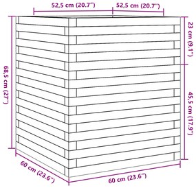 Vaso/floreira de jardim 60x60x68,5 cm pinho maciço castanho mel