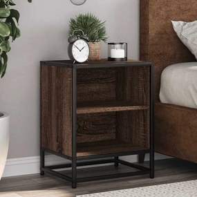 vidaXL Mesa de cabeceira carvalho castanho 40x31x50 cm madeira e metal