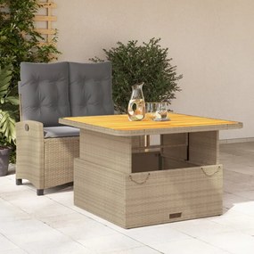 vidaXL 2 pcs conjunto de jantar p/ jardim com almofadões vime PE bege