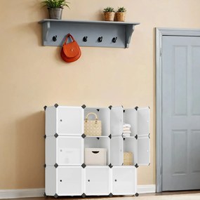 Armario de arrumação de plástico com 9 cubos 93 x 31 x 93 cm Branco