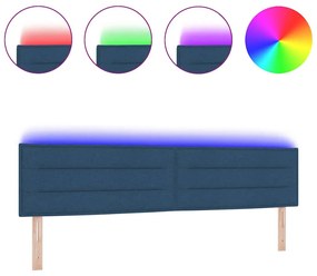 Cabeceira em LED Design Linhas Azul 100 cm Tecido