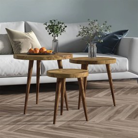 vidaXL Conjunto mesas de apoio 3 pcs MDF e ferro castanho-escuro