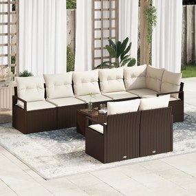 Conjunto de Sofá para Jardim de 8 Peças com Almofadas em Rattan Poly C