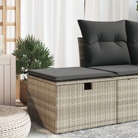 vidaXL Banco de jardim com almofada 55x55x37 cm vime PE cinzento claro
