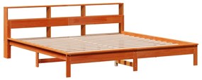 Cama sem colchão 200x200 cm pinho maciço castanho-mel