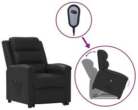 vidaXL Poltrona elevatória couro artificial preto