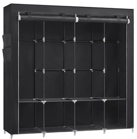 Guarda-roupa SONGMICS, armário portátil, organizador de roupas com 4 trilhos para pendurar, prateleiras, 4 bolsos laterais, 45 x 170 x 167 cm, grande capacidade para quarto, sala de estar, preto RYG094B02