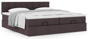 Estrutura de cama otomana com colchões tecido castanho escuro